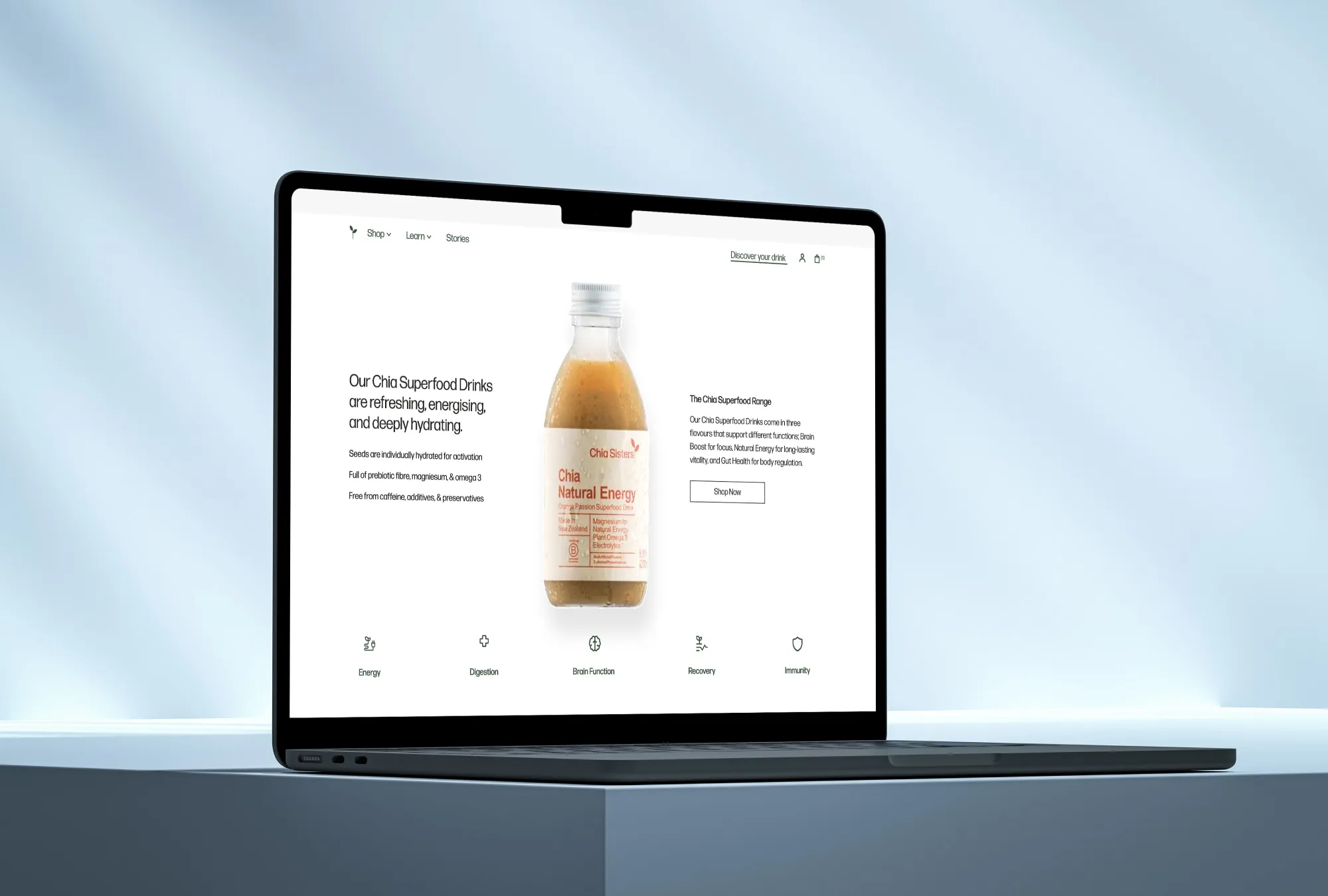 Laptop mockup of Chia Sisters website