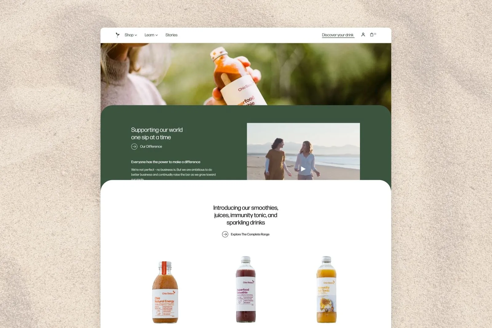 Chia Sisters website homepage animation