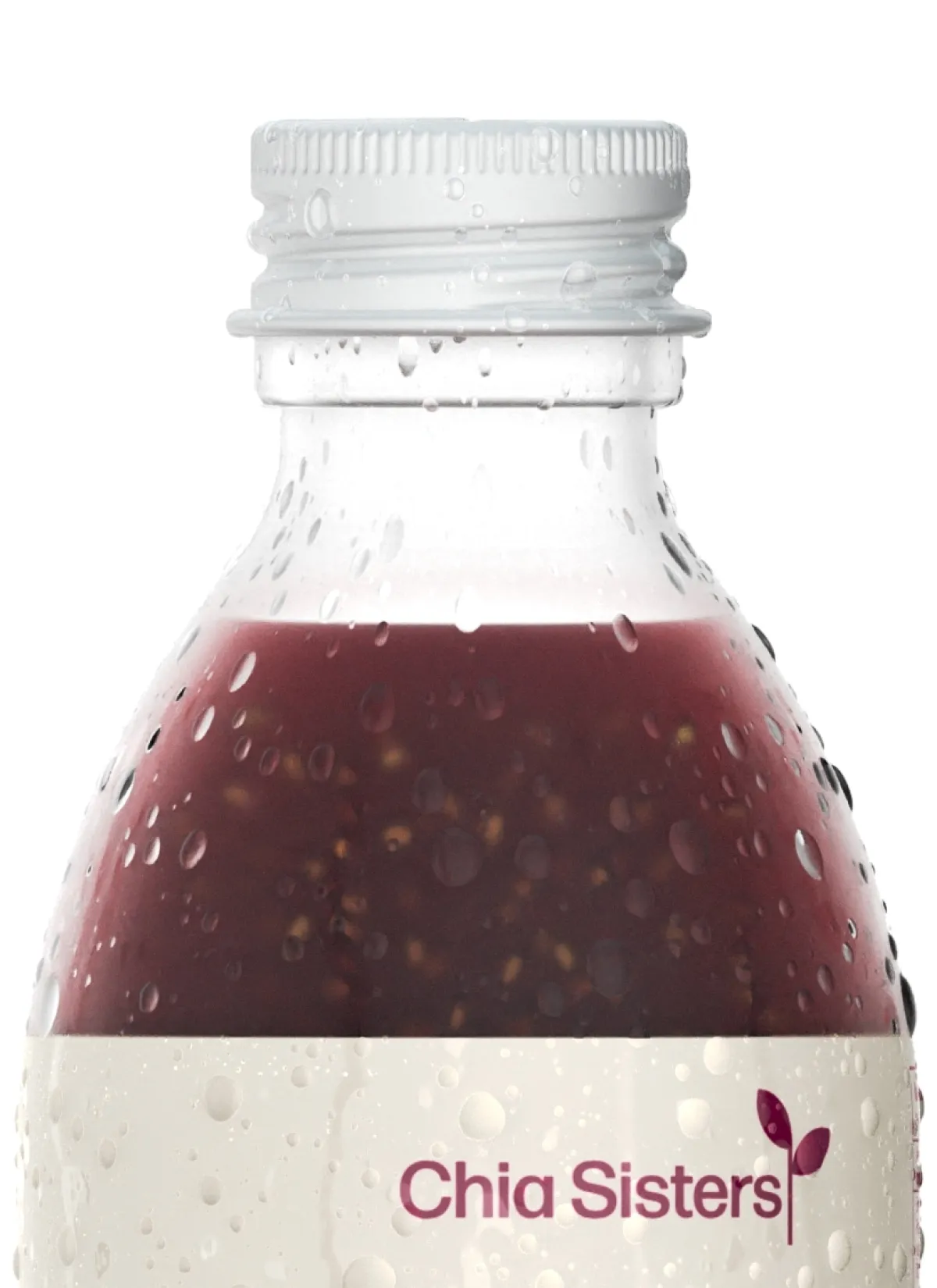 Closeup of Chia Sisters bottle 3D render