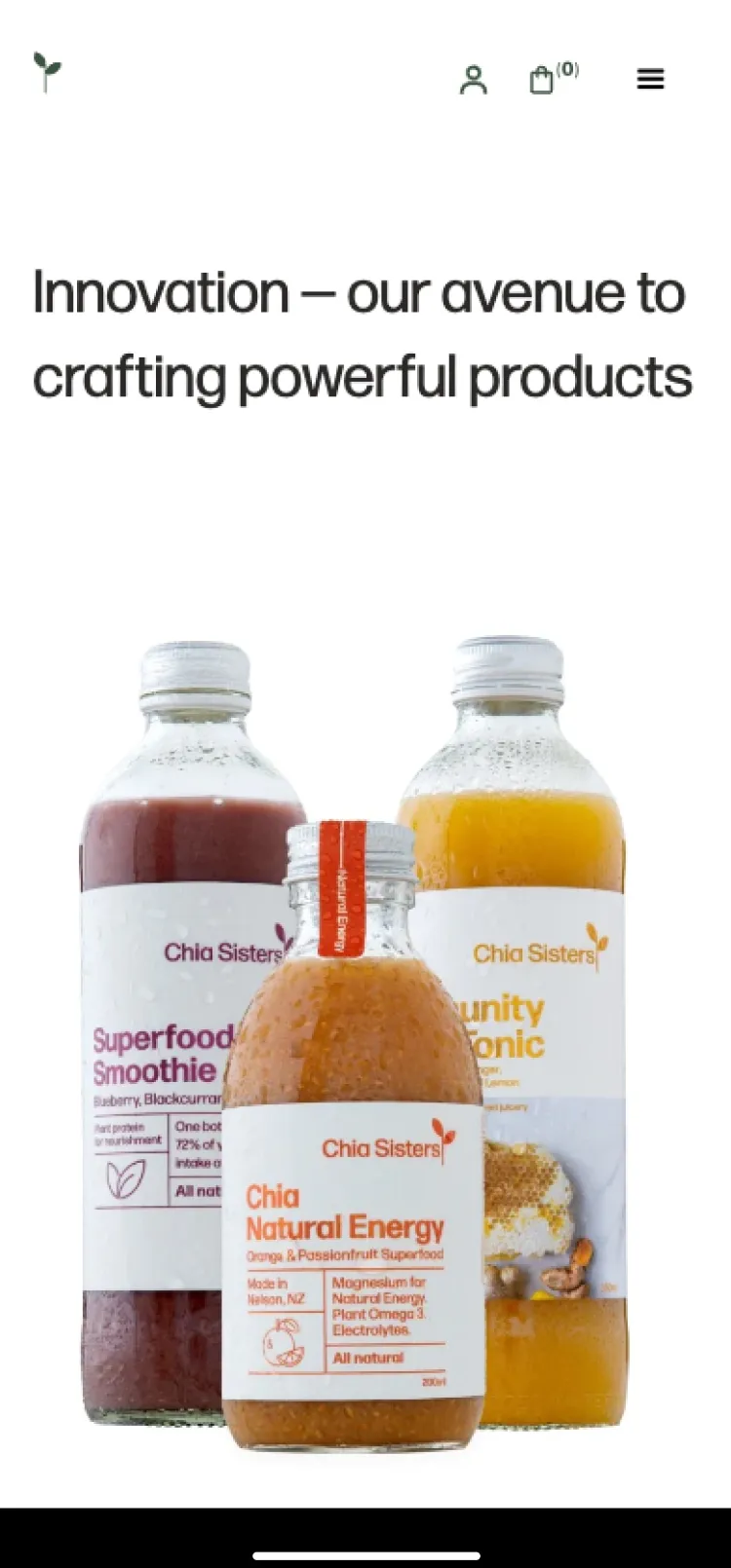 Chia Sisters website innovation on mobile