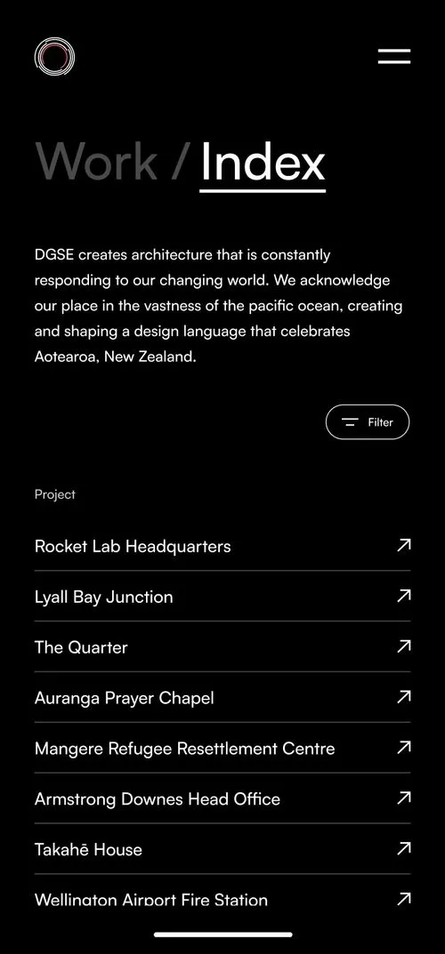 Mobile website design projects index page for DesignGroup Stapleton Elliot by N4 Studio