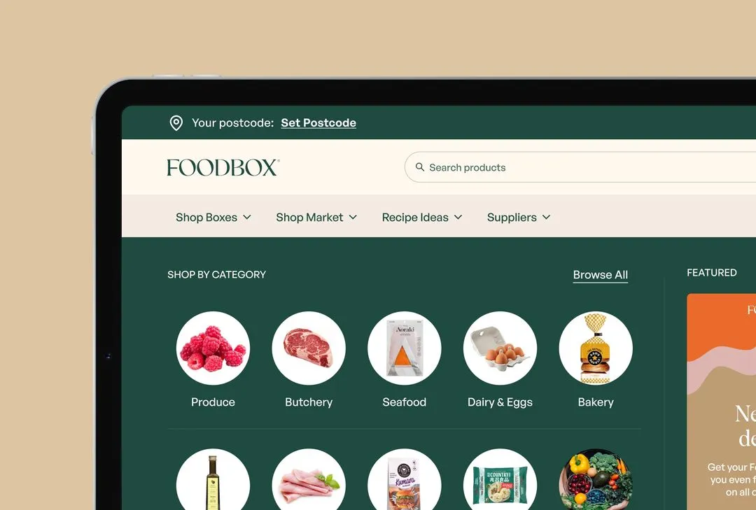 Foodbox website dropdown navigation menu by N4 STUDIO