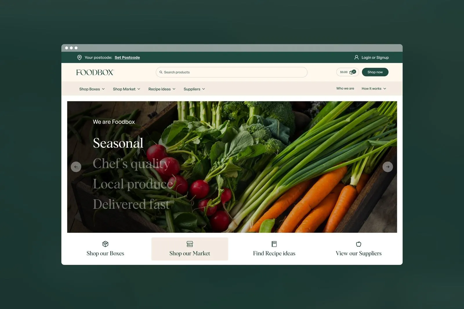 Foodbox website homepage landing page design by N4 STUDIO