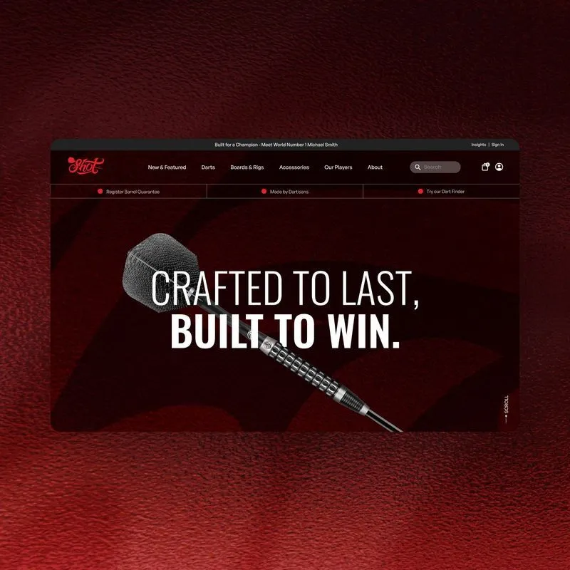 Shot Darts website homepage landing by N4 Studio
