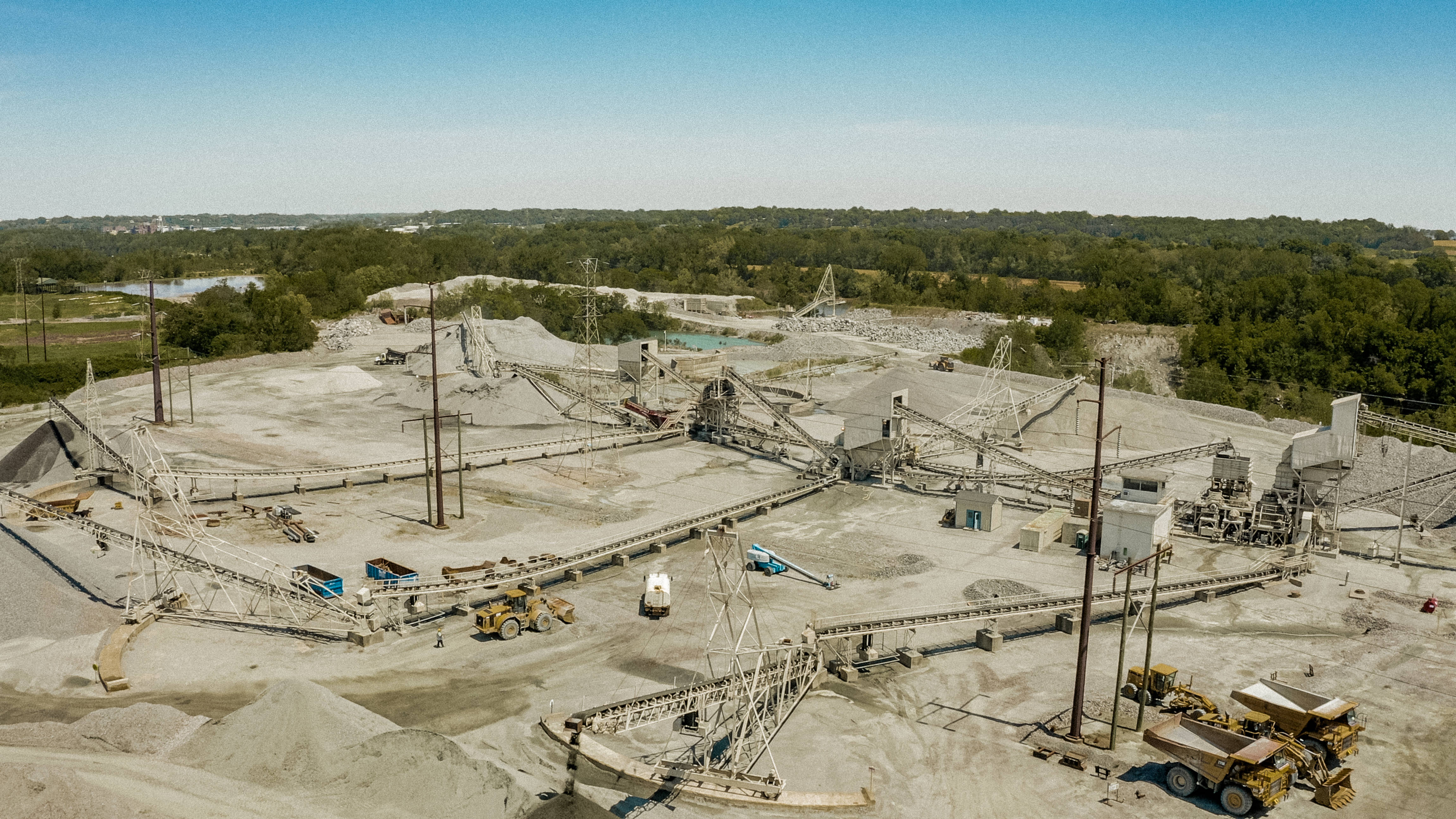 Shirley Gap 64: Wide aerial view of the aggregate yard and processing plant.