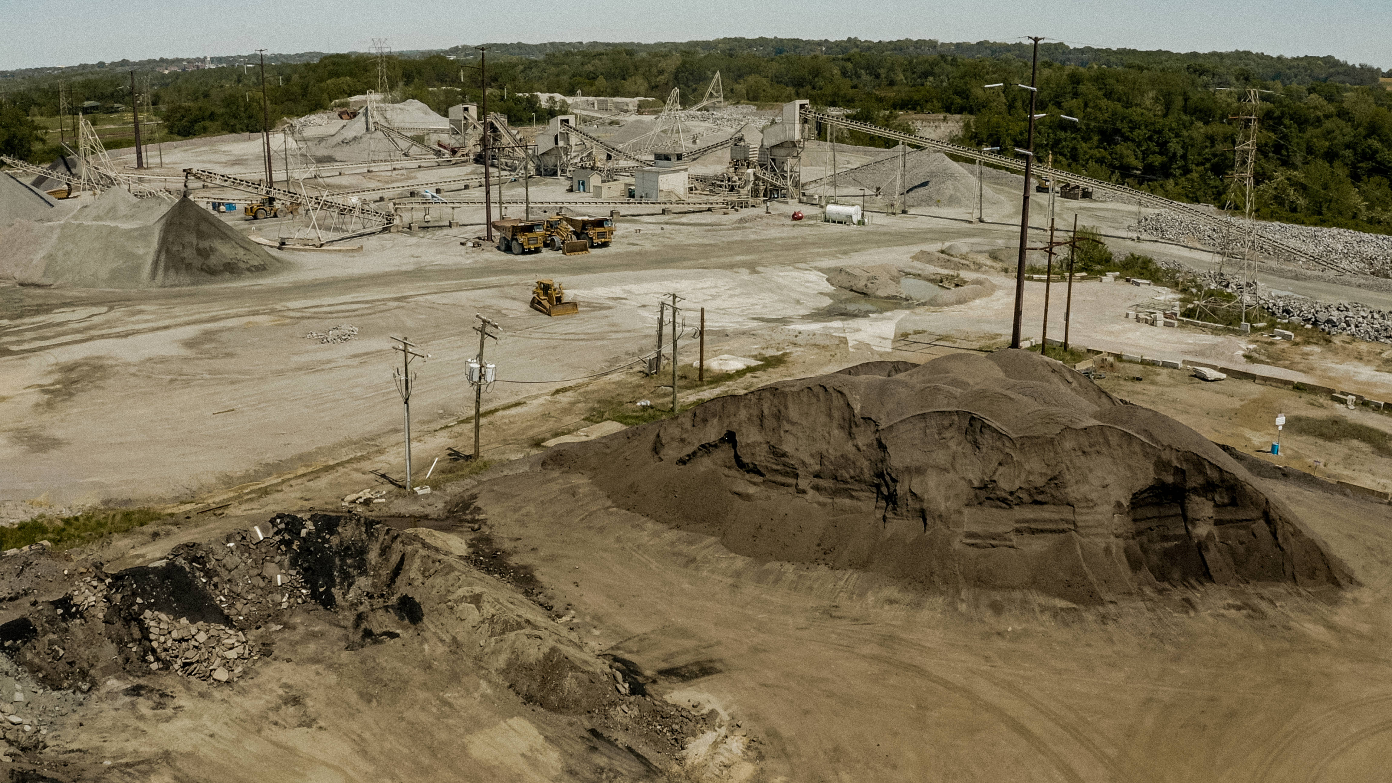 Shirley Gap 64: Aggregate stockpiles and processing equipment.