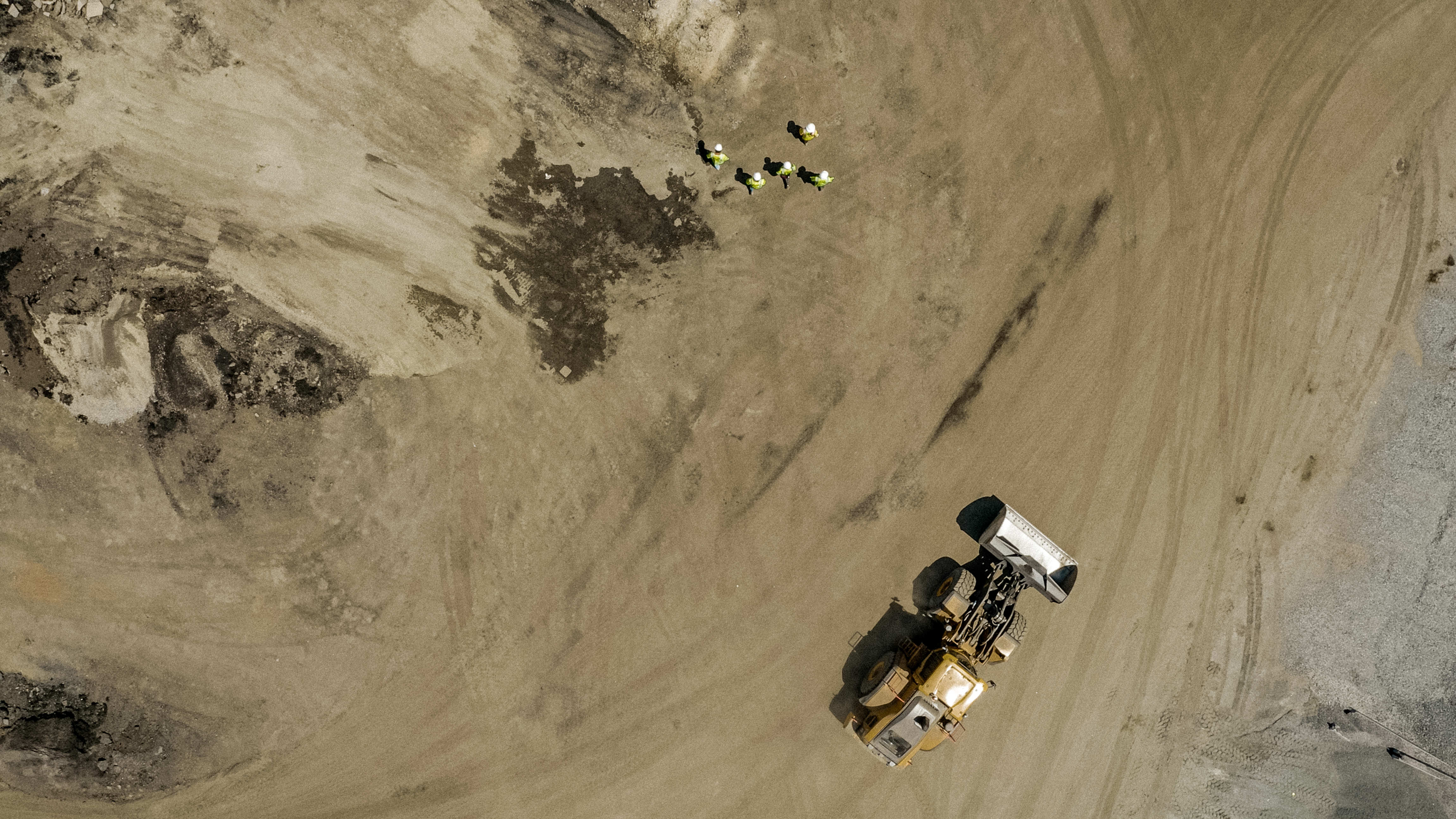 Shirley Gap 64: Loader working beside aggregate stockpiles.