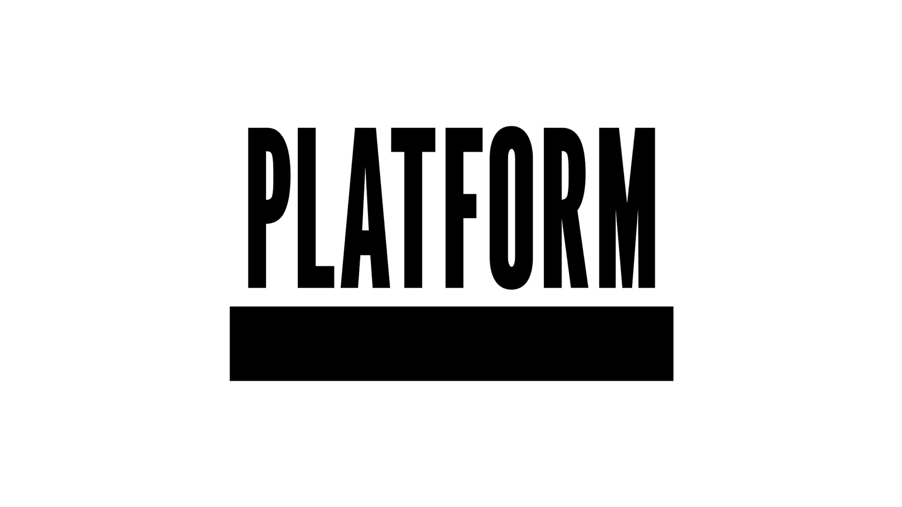 Platform Studios wordmark logo in bold black uppercase letters with a solid underline, representing a stable foundation for artistic growth.