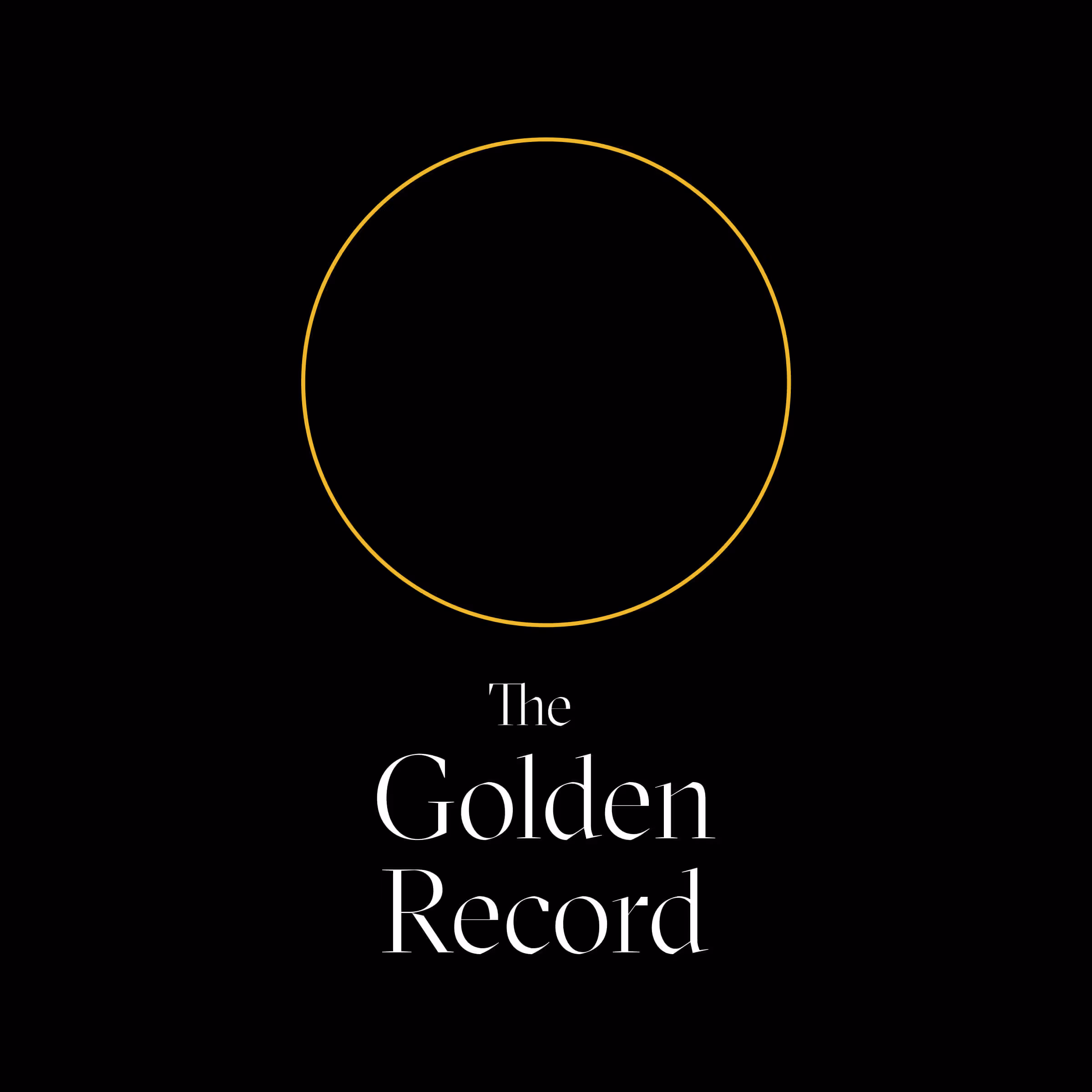 The Golden Record logo with elegant gold circle on black background