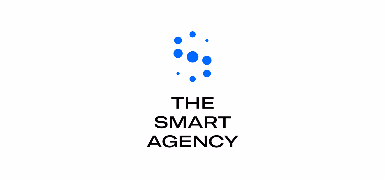 The Smart Agency logo with blue dot cluster on white background