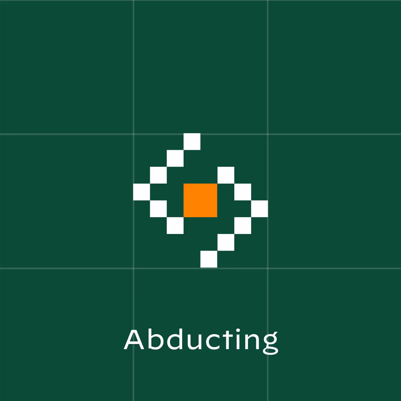 Abducting capability icon with orange square and diagonal white pixel arrangement on green background