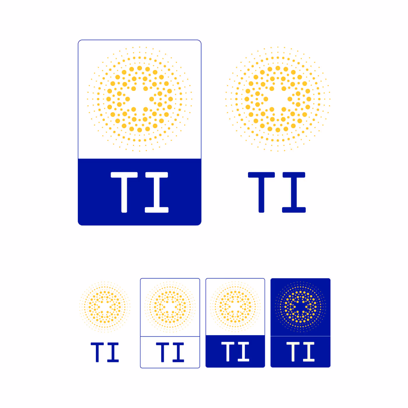 Theragnostic Insights logo system showing TI monogram variations with dot pattern in different configurations