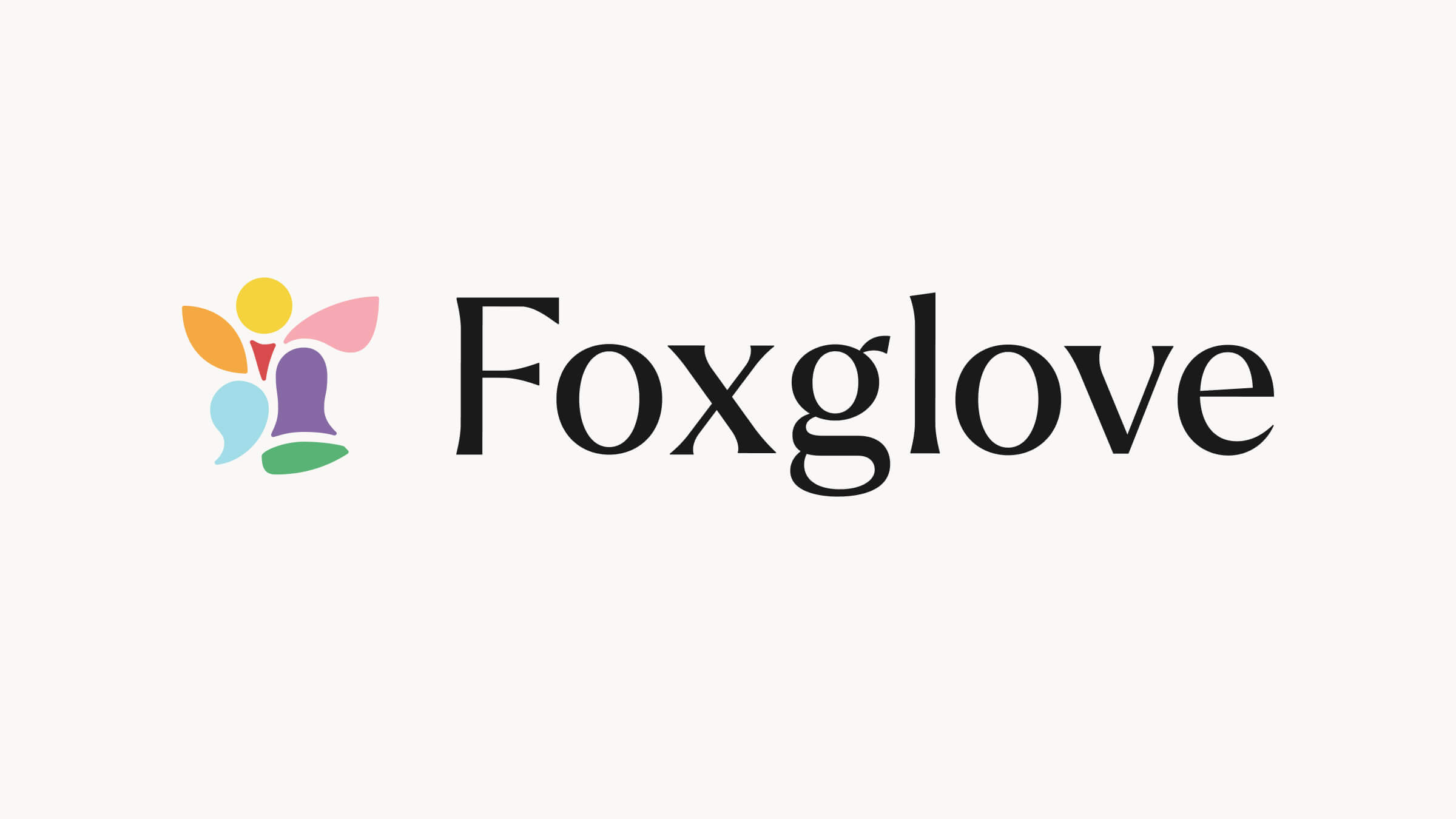 Foxglove logo with colorful abstract shapes next to black text reading 'Foxglove'.