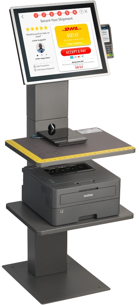 Image of transparent Klickship kiosk