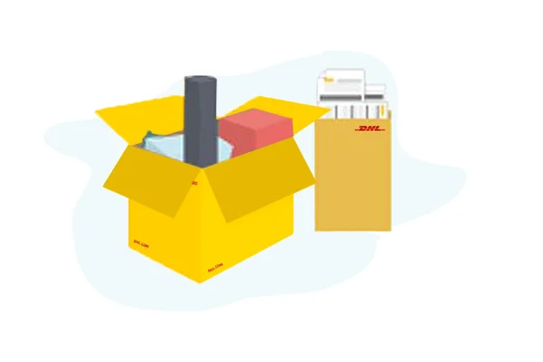 Image of DHL package and DHL Enveloppe