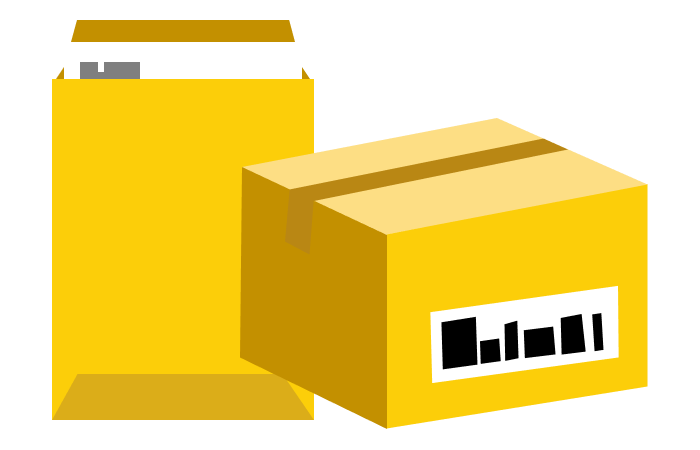 A DHL Parcel and DHL Enveloppe to represent what can be shipped