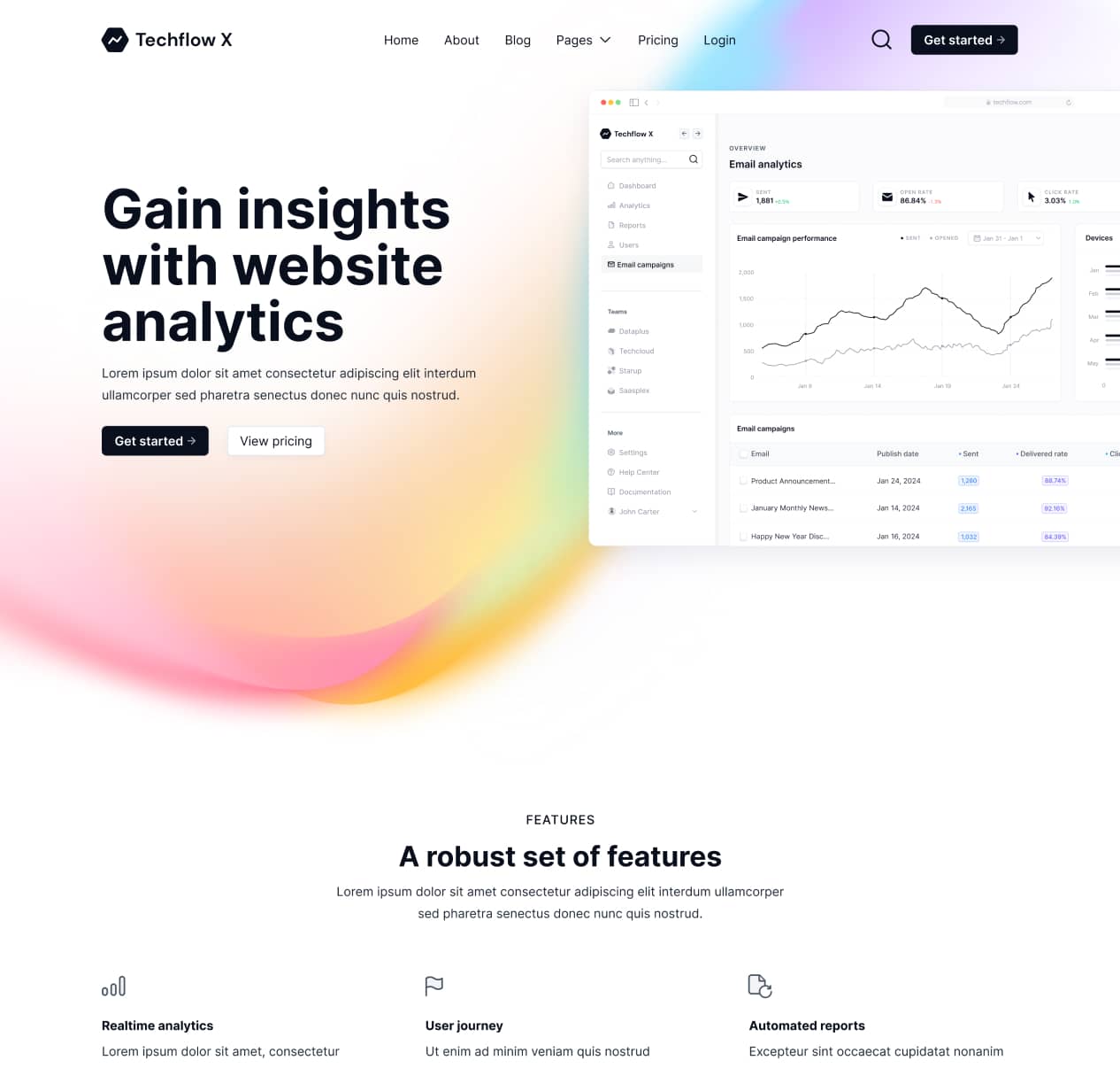 Techflow X - Home V1 Page - Multi-Layout SaaS Webflow Template