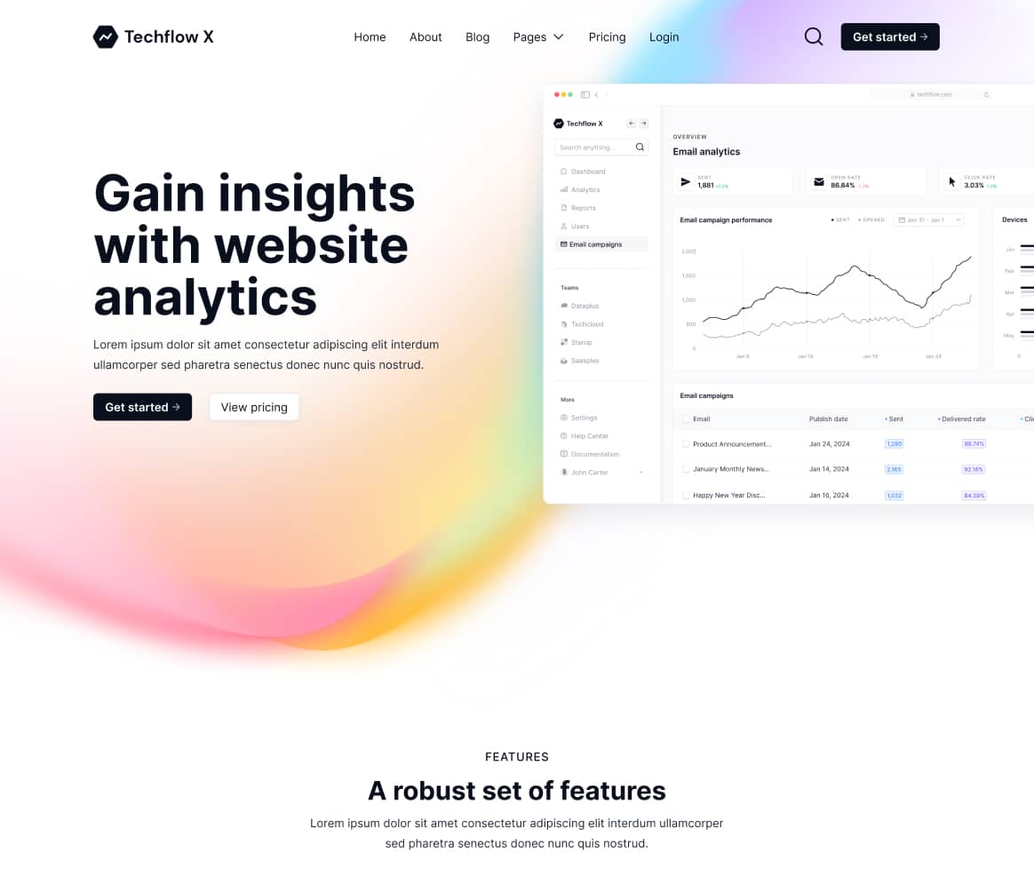 Techflow X - Home V1 Page - Multi-Layout Saas Webflow Template