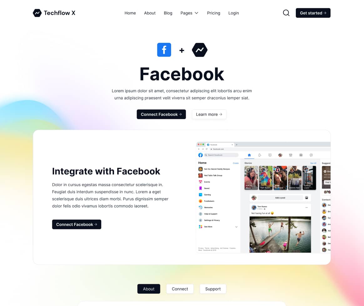 Techflow X - Integration Single Page - Multi-Layout Saas Webflow Template