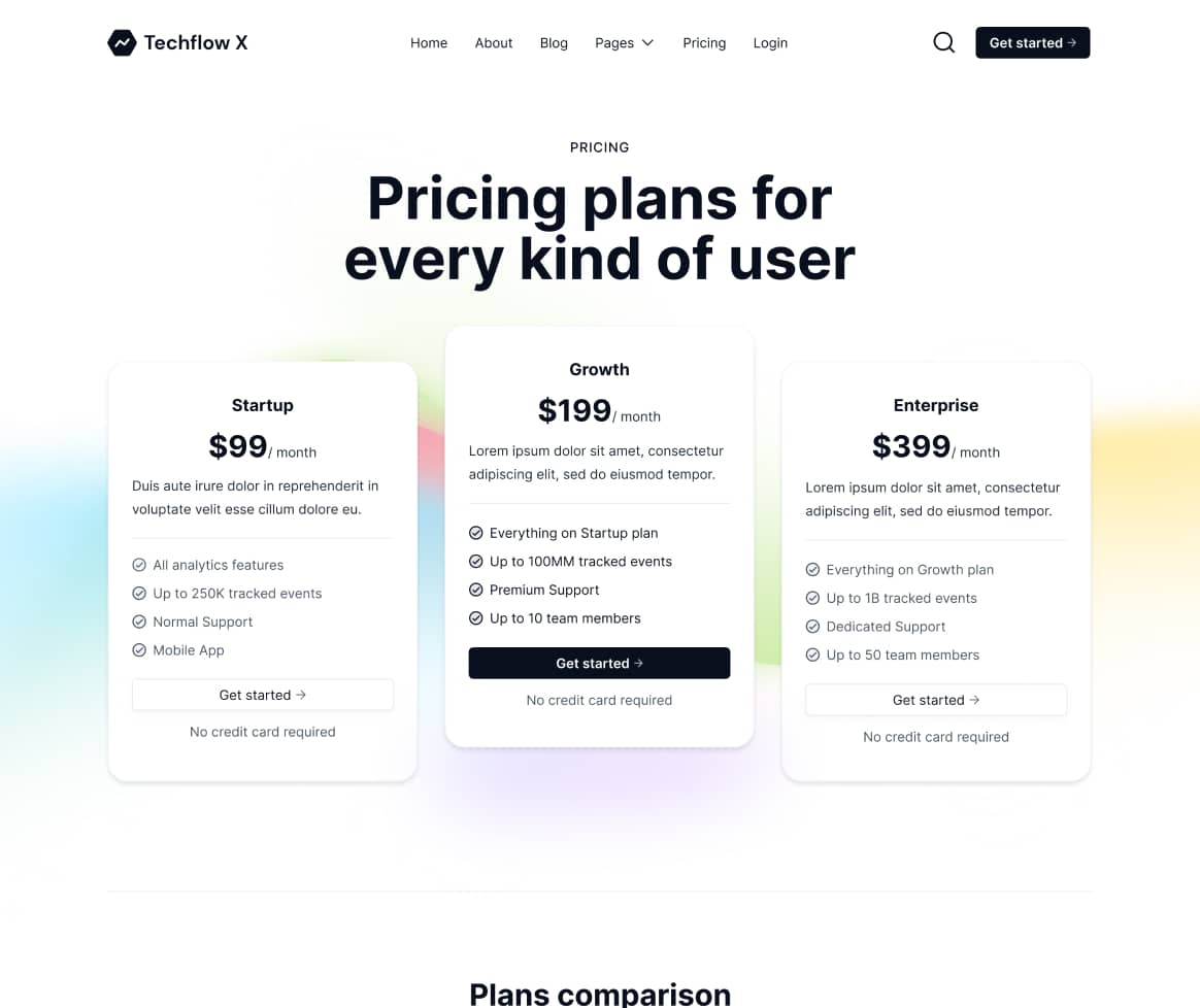 Techflow X - Pricing Page - Multi-Layout Saas Webflow Template