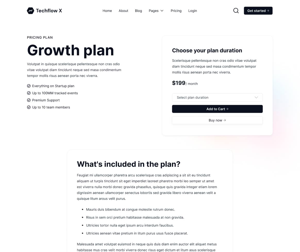 Techflow X - Pricing Single Page - Multi-Layout Saas Webflow Template