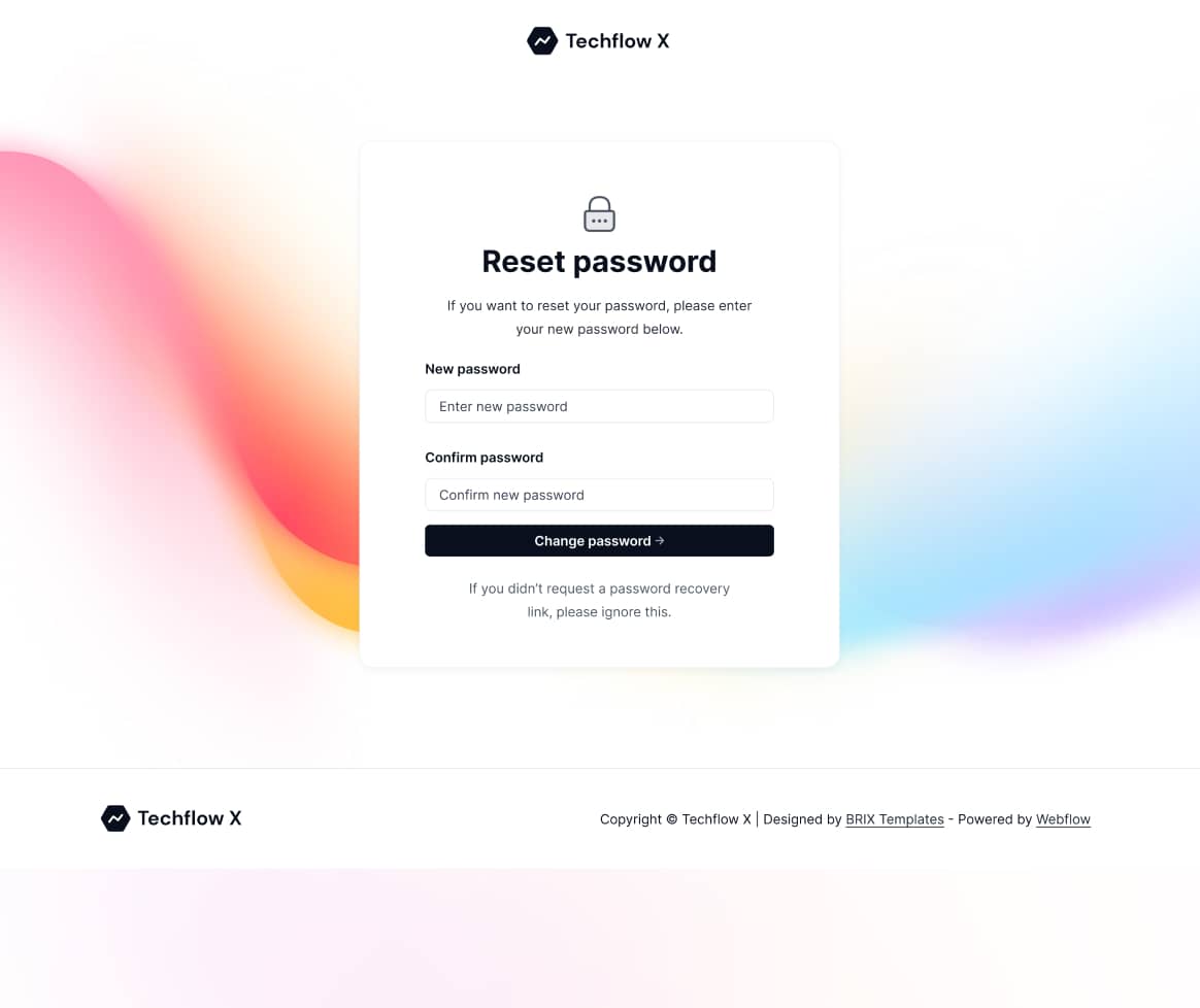 Techflow X - Reset Password Page - Multi-Layout Saas Webflow Template