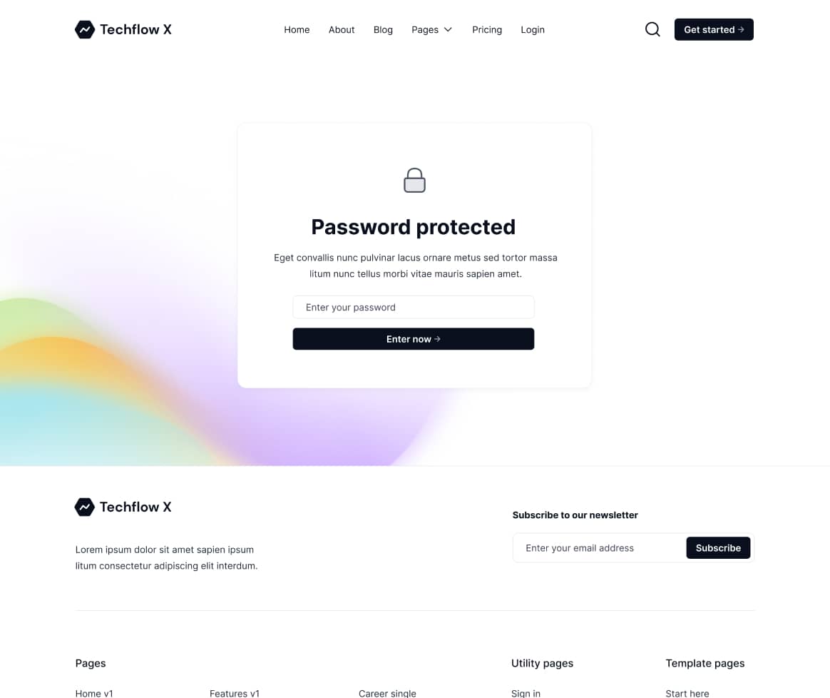 Techflow X - Password Protected Page - Multi-Layout Saas Webflow Template