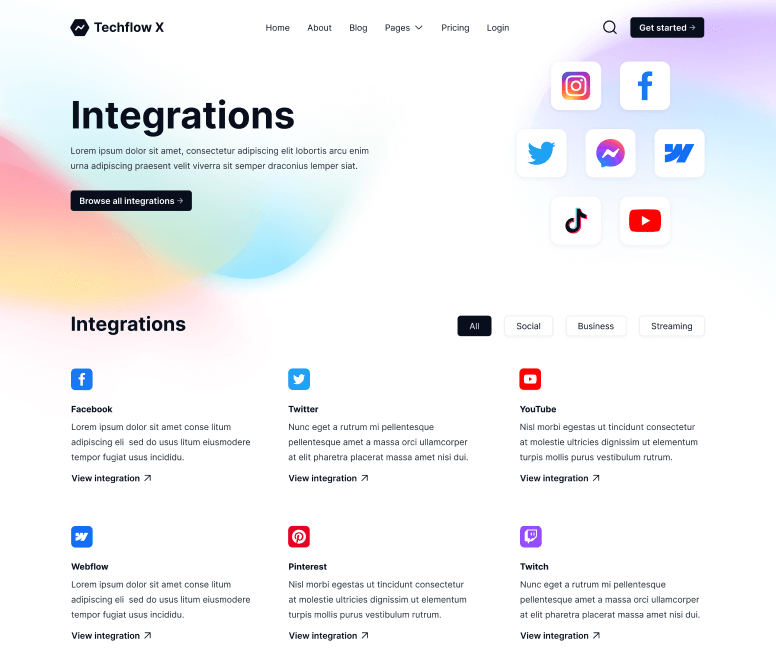 Integrations - Techflow Webflow Template
