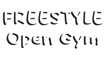 White text reading 'FREESTYLE Open Gym' with a slight shadow on a transparent background.