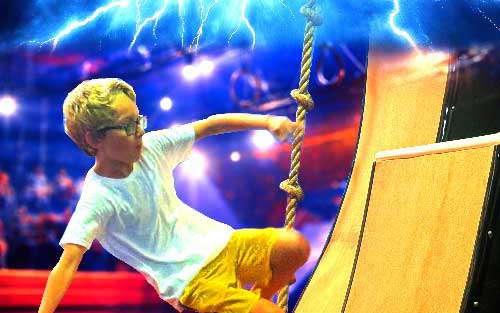 Young girl celebrating at cheer class