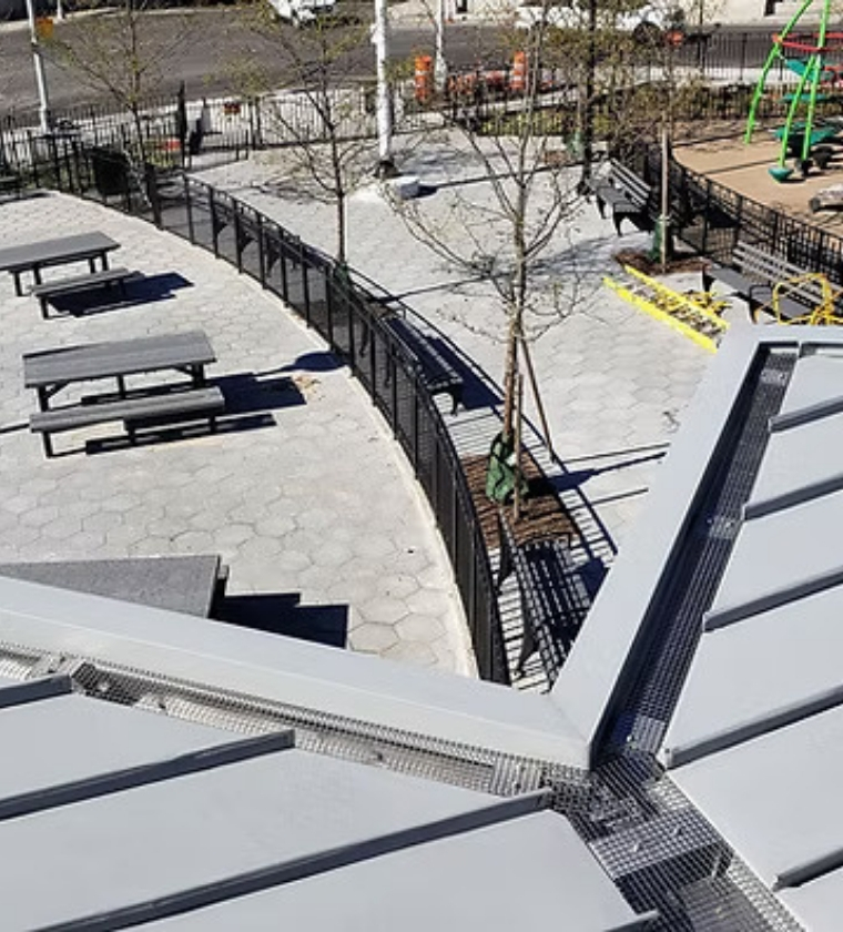 View from Metal Rooftop Down to Picnic Area