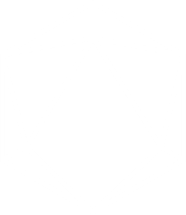 Minimalist white icosahedron symbol — a geometric 20-faced polyhedron representing structure and precision, used as the brand logo for Bernard Landscape Architecture