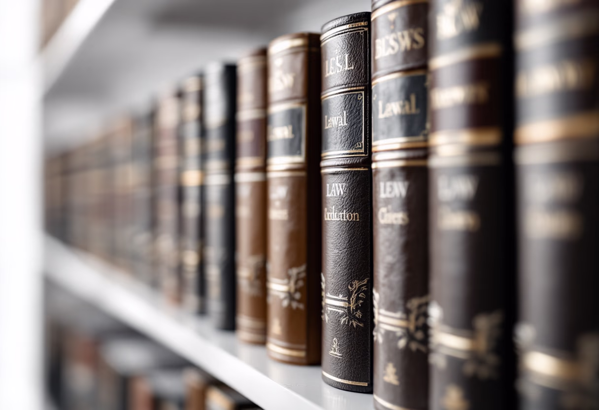 image of sleek legal books in a bright and minimal setting