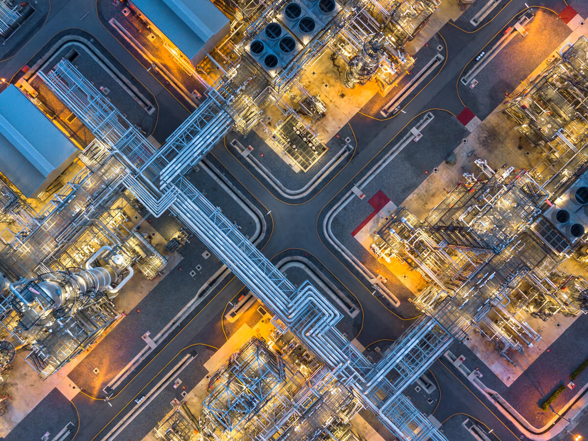 Aerial top down view of a commercial site