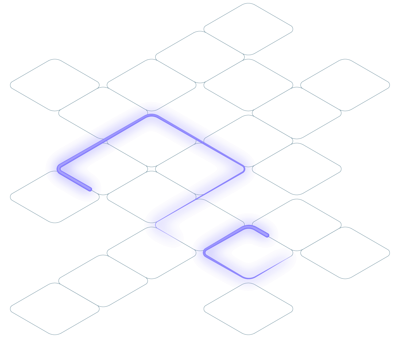 Graphic - isometric grid with a question mark stylised as a neon light following the grid pattern