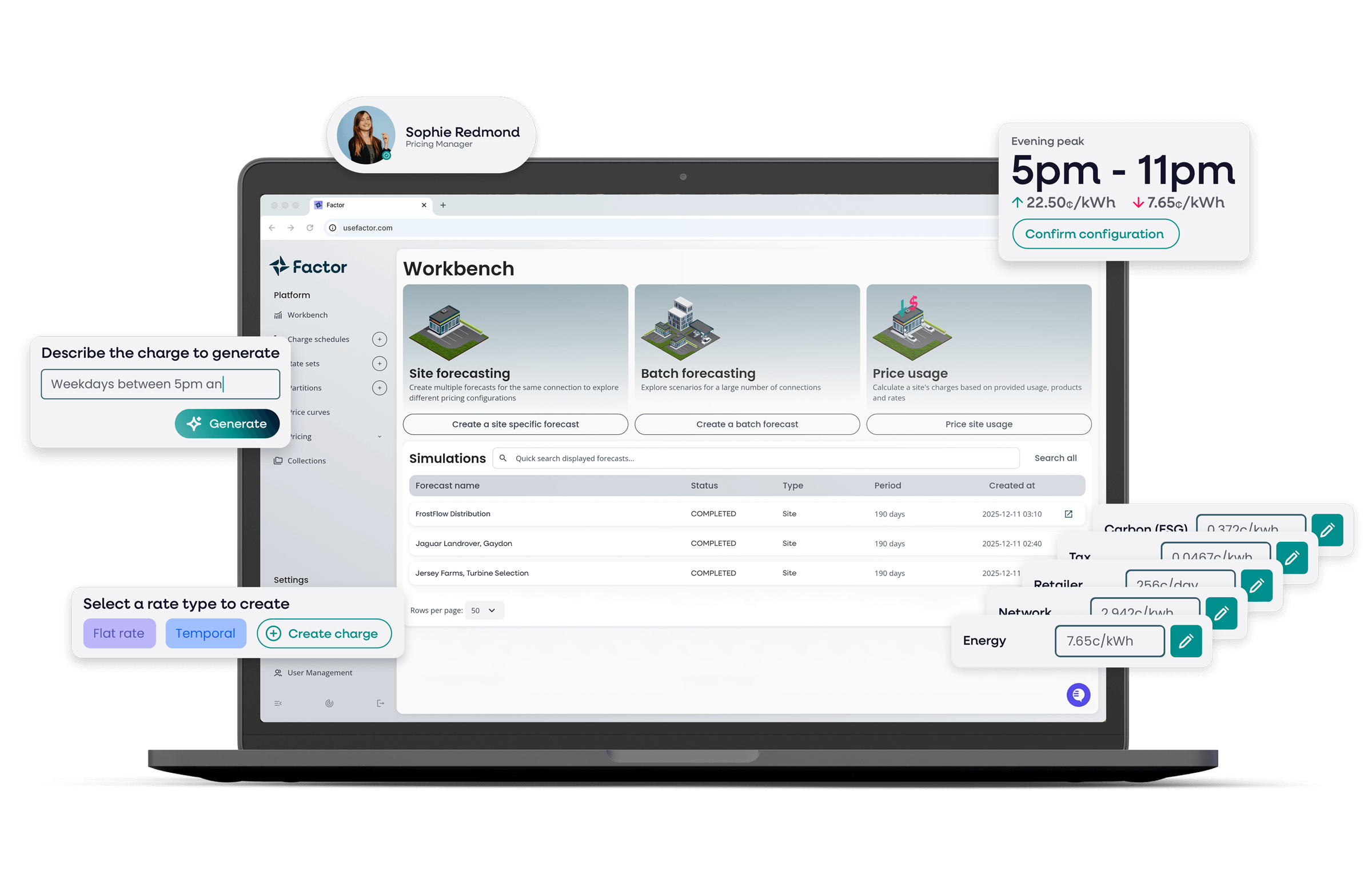 Floating laptop with screen open and Factor UI showing