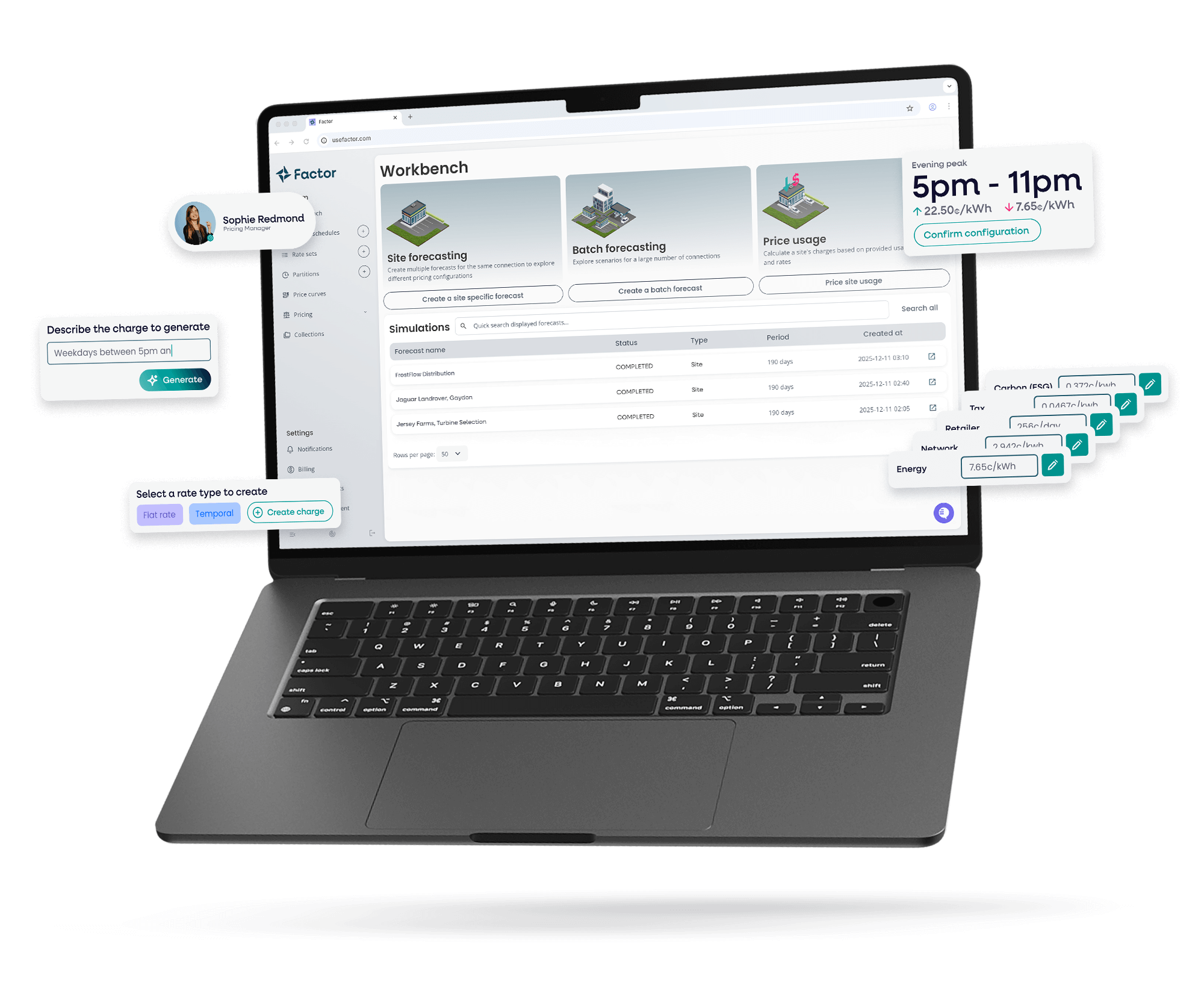 Open macbook pro with Factor Forecasting Workbench UI displayed on the screen