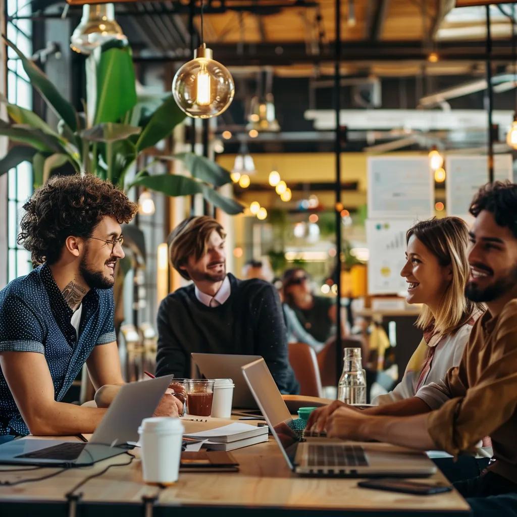 Diverse Toronto business owners collaborating on local SEO strategies in a modern office