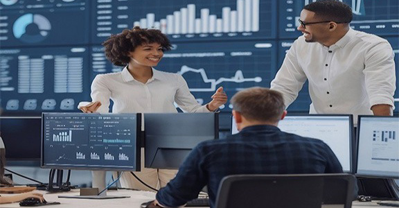 image of diverse team brainstorming (for an ai saas company)