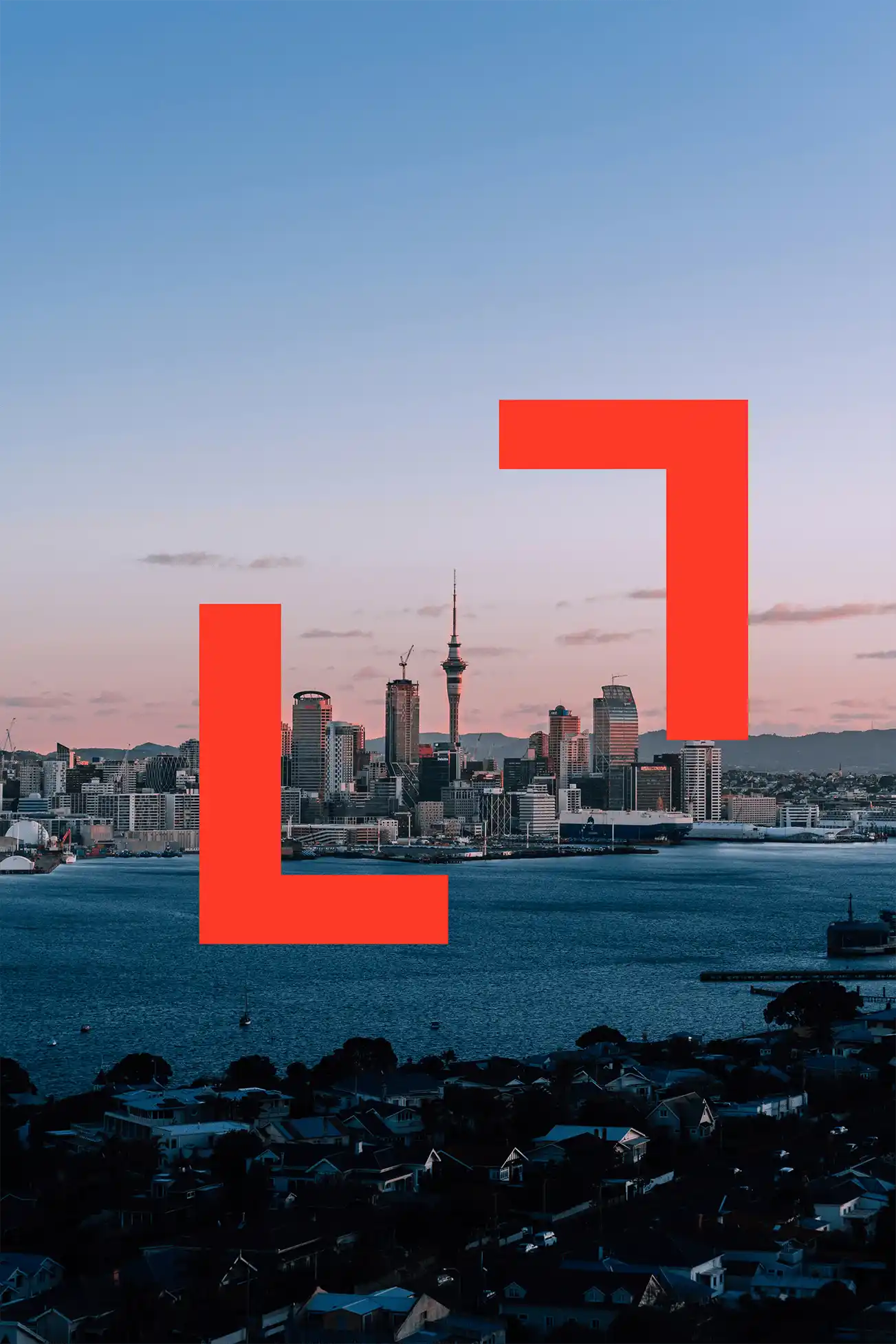 A photo of Auckland city skyline at dusk