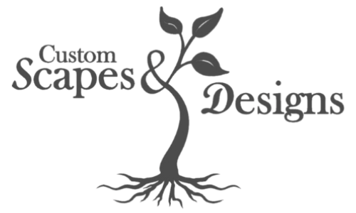Custom Scapes and Designs logo black and white