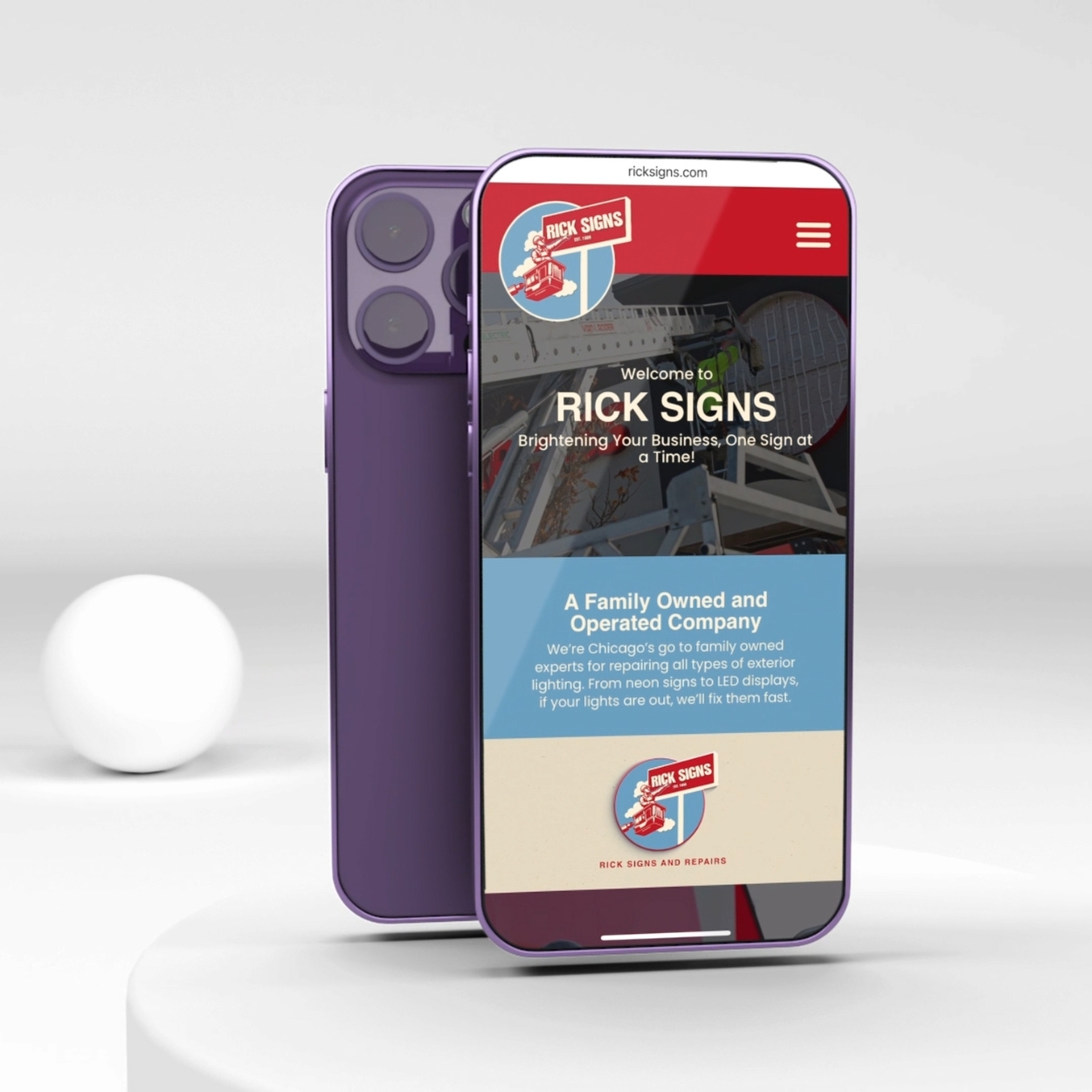 Phone website mockup