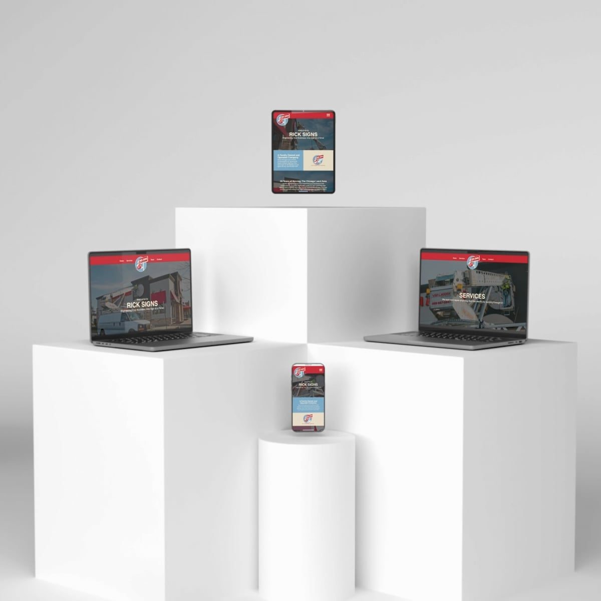 Websites designed by Identity Start shown on laptop and phone screens