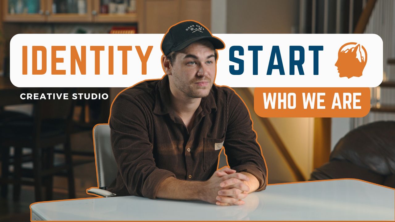 Ashton Clow at a studio table in the Identity Start Who We Are video thumbnail