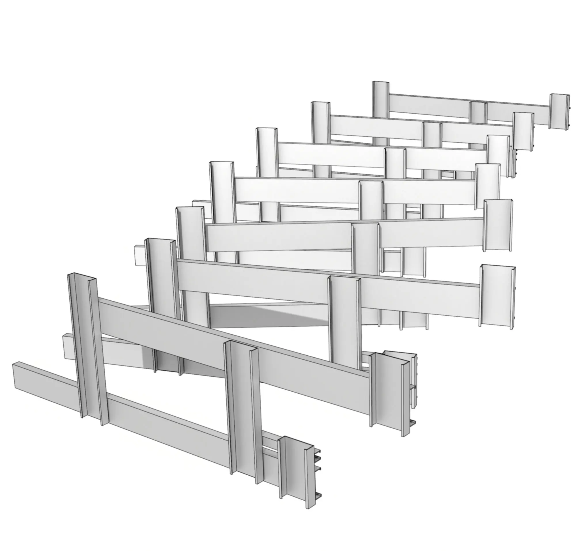 3D model of a prefabricated assemblies for a curved soffit.