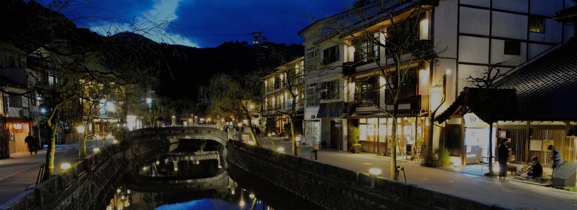 Collage of Kansai attractions: Himeji Castle, Kinosaki Onsen town, Dotonbori in Osaka, and a nighttime lantern festival by the river.