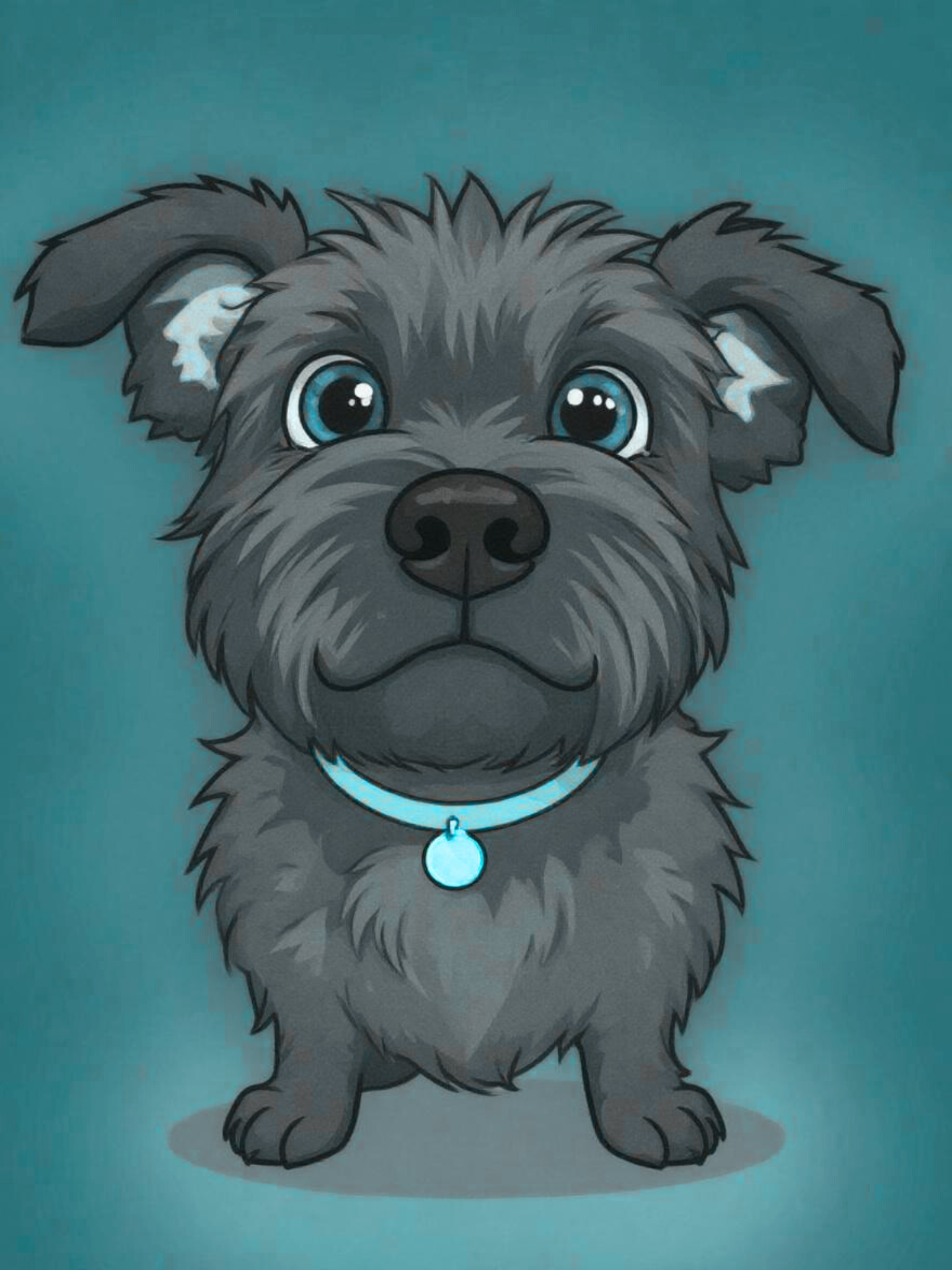 A cute puppy with big blue eyes.