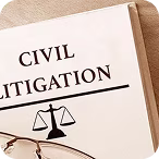 A book titled 'Civil Litigation' with a scales of justice icon on the cover.