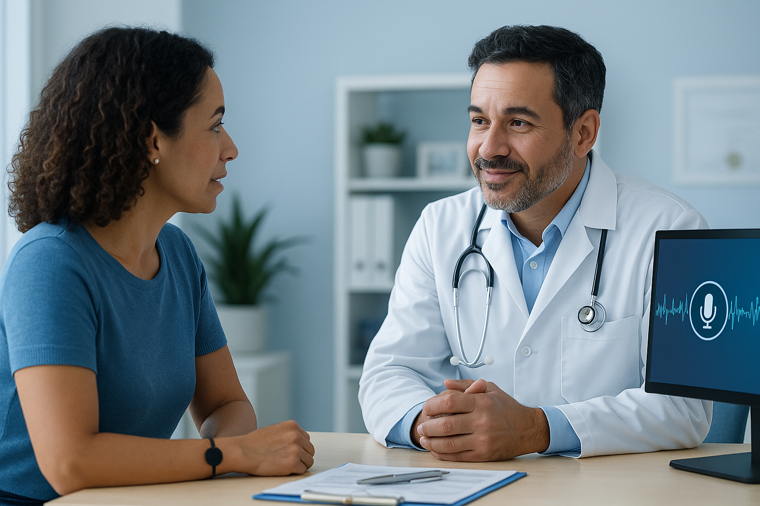 Médico captura narrativa da paciente com ferramenta de IA