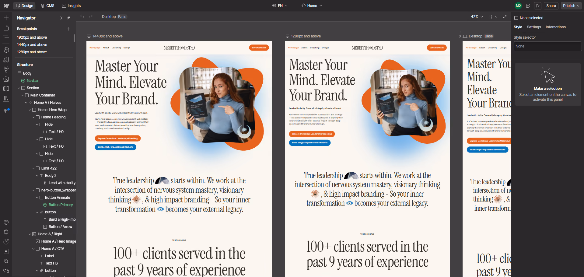 Website development in Webflow
